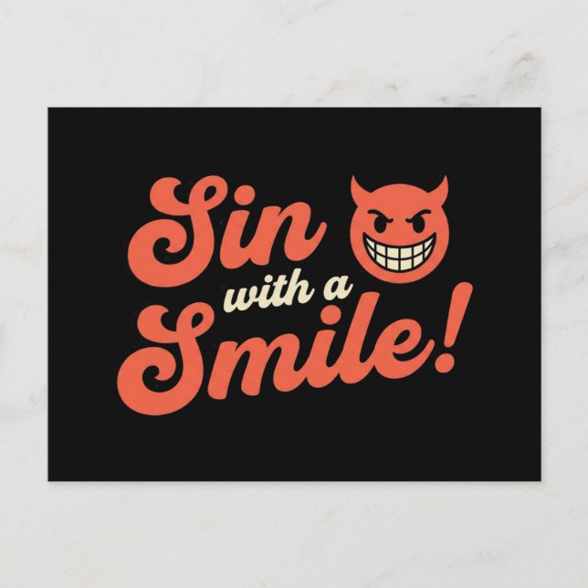 Sin With a Smile Postcard (Front)