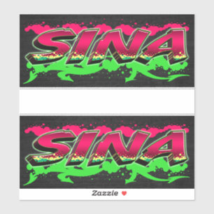 Sina First Name Graffiti Sticker
