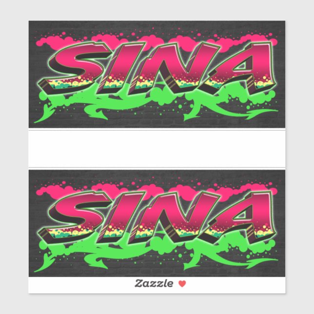 Sina First Name Graffiti Sticker (Sheet)