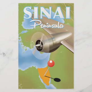 Sinai Peninsula Flight travel poster Stationery