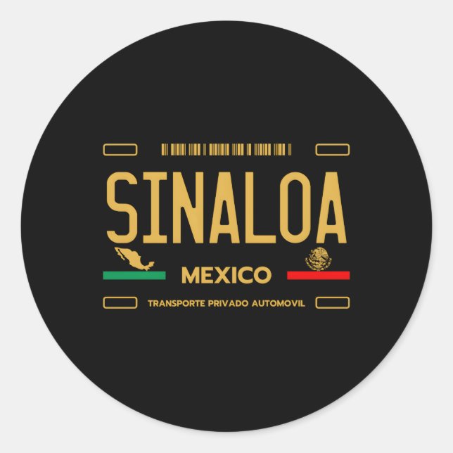 Sinaloa Mexico License Plate Aesthetic Sinaloa Classic Round Sticker (Front)