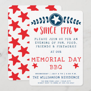 Since 1776  - American Pride / Memorial Day  BBQ Invitation