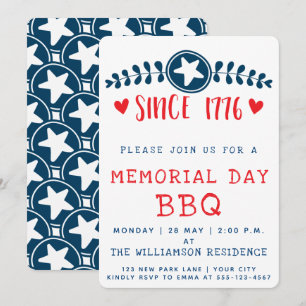 Since 1776 Patriotic Memorial Day BBQ Invitation