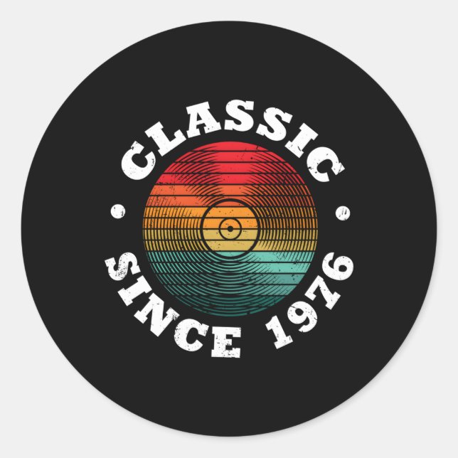 Since 1976 Vinyl Record Music Classic Round Sticker (Front)