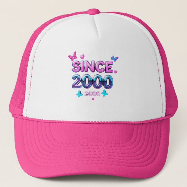 SINCE 2000 – Y2K Retro Aesthetic Typography Design Trucker Hat (Front)