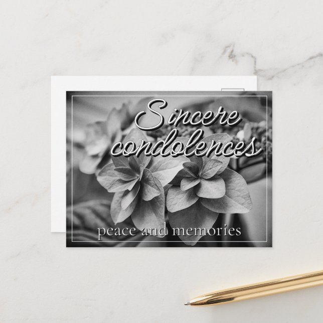 Sincere condolences holiday postcard (Front/Back In Situ)
