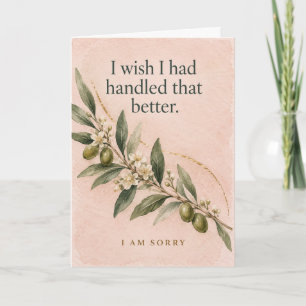 Sincere Olive Branch I Am Sorry Apology Card