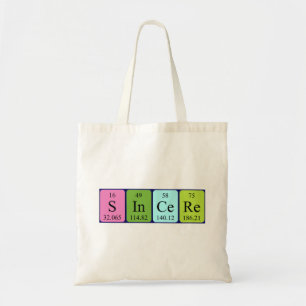 Sincere periodic table name tote bag