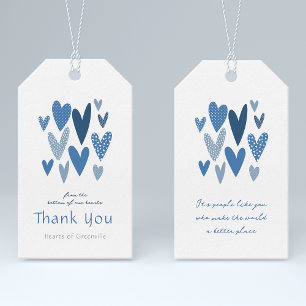 Sincere Thank you Hearts Cobalt Navy Gift Tags