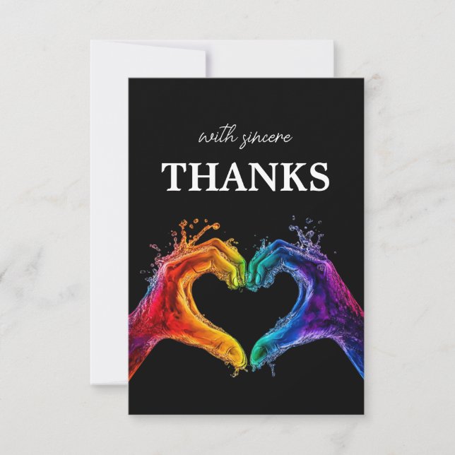 🌈❤️Sincere THANKS Heart of Pride wedding Thank You Card (Front)