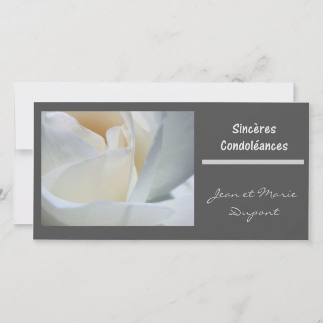sinceres condoleances francais black white rose (Front)