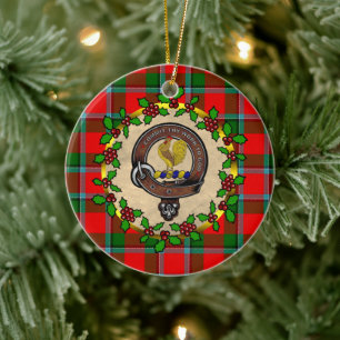 Sinclair Badge & Tartan Personalised Christmas Ceramic Tree Decoration