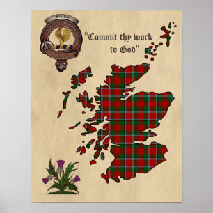 Sinclair Clan Badge and Tartan Poster 11x14