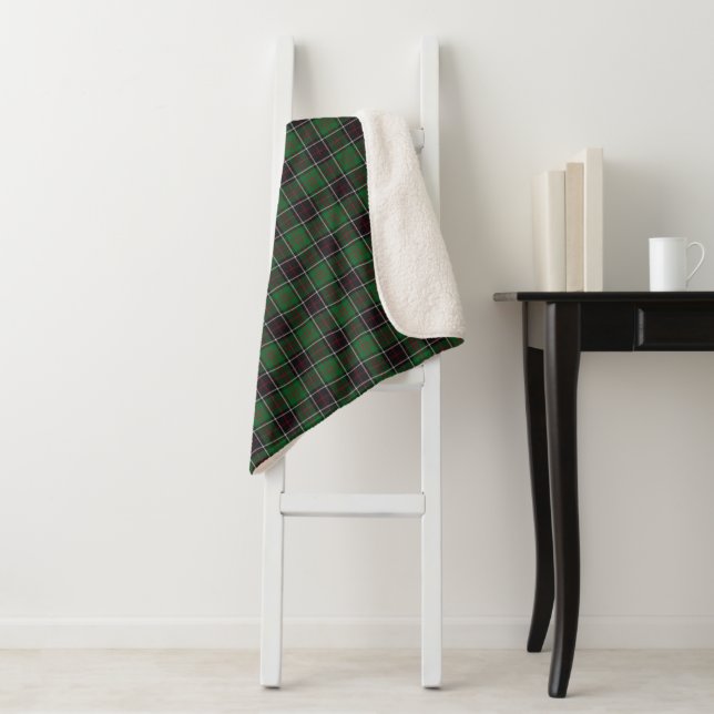 Sinclair Clan Hunting Tartan Variant Sherpa Blanket (In Situ)
