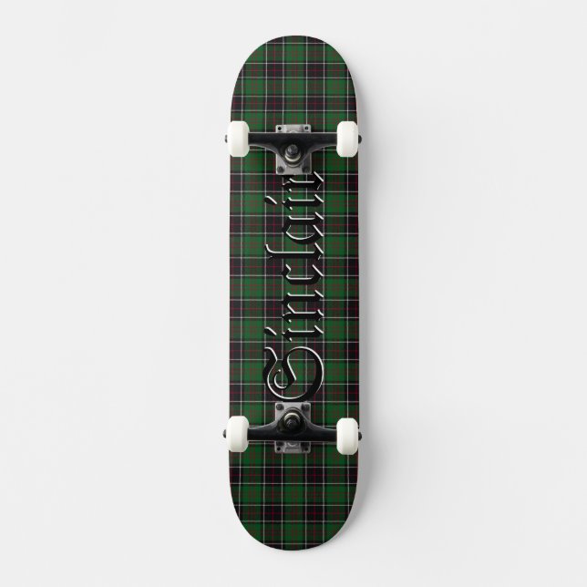 Sinclair Clan Hunting Tartan Variant Skateboard (Front)