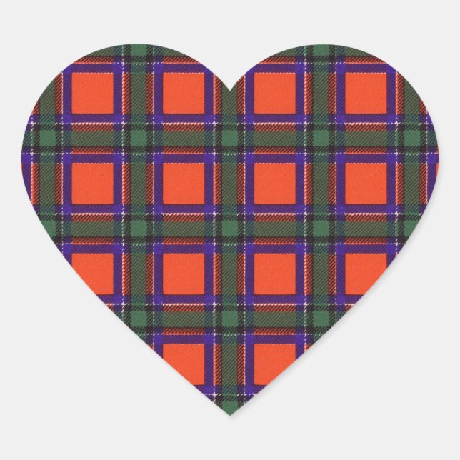 Sinclair clan Plaid Scottish tartan Heart Sticker (Front)
