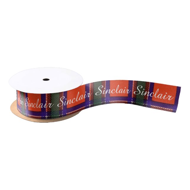 Sinclair clan Plaid Scottish tartan Satin Ribbon (Spool)