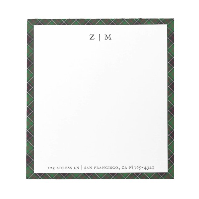 Sinclair Clan Tartan Plaid Pattern Notepad (Front)