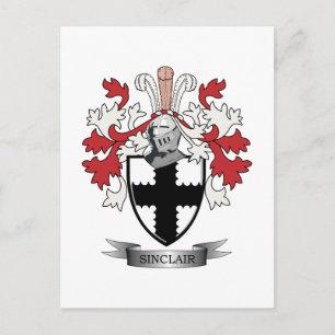 Sinclair Family Crest Coat of Arms Postcard