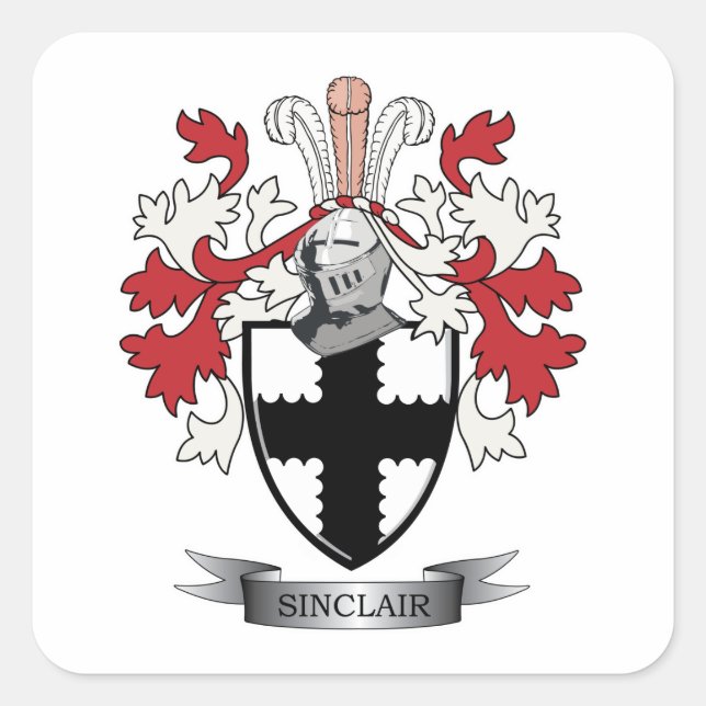 Sinclair Family Crest Coat of Arms Square Sticker (Front)