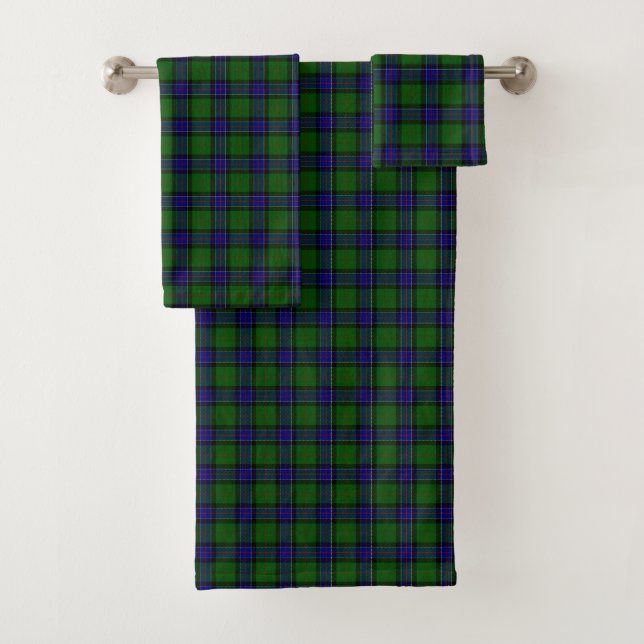 Sinclair tartan blue green plaid bath towel set (Insitu)