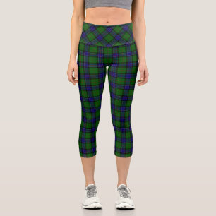 Sinclair tartan blue green plaid capri leggings
