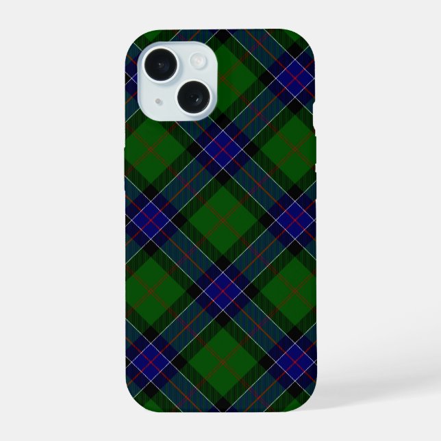 Sinclair tartan blue green plaid iPhone 15 case (Back)