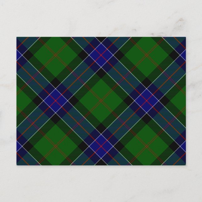 Sinclair tartan blue green plaid postcard (Front)