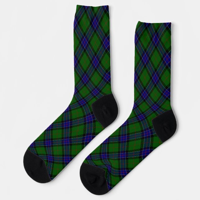 Sinclair tartan blue green plaid socks (Left)