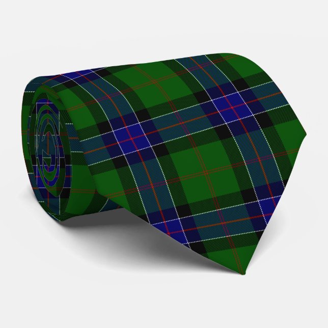 Sinclair tartan blue green plaid tie (Rolled)