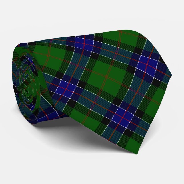 Sinclair tartan blue green plaid tie (Rolled)