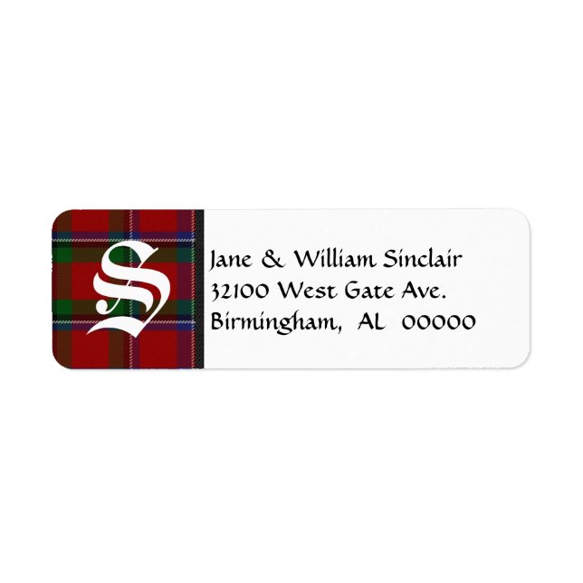 Sinclair Tartan Plaid Monogram Address Labels (Front)