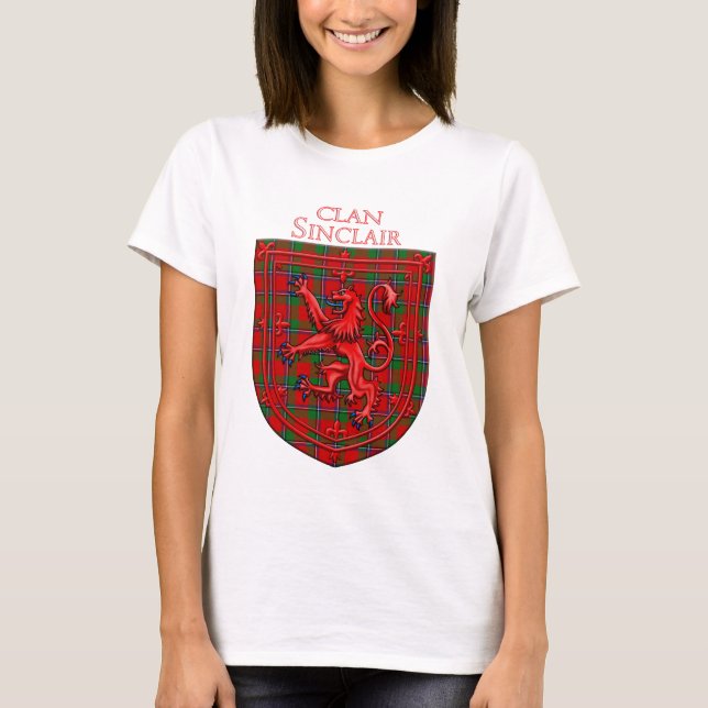 Sinclair Tartan Scottish Plaid Lion Rampant T-Shirt (Front)