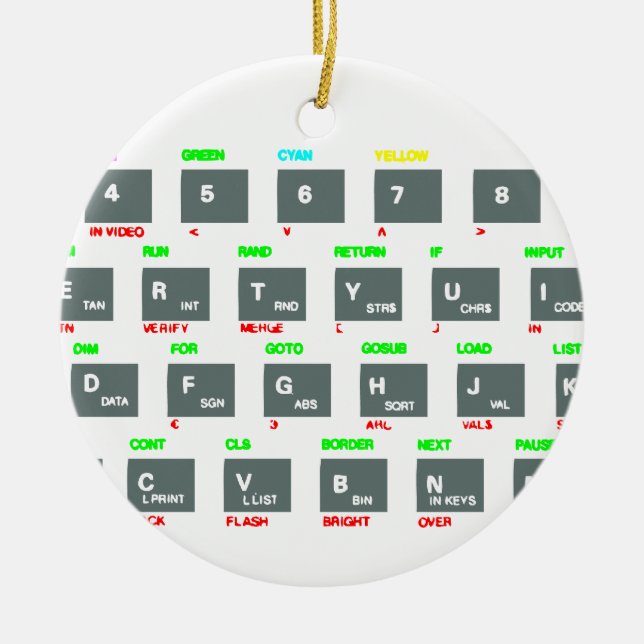 Sinclair ZX Spectrum Keyboard Keys Ceramic Tree Decoration (Front)