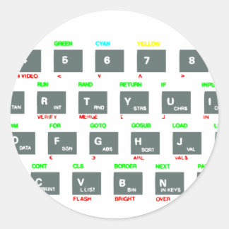 Sinclair ZX Spectrum Keyboard Keys Classic Round Sticker