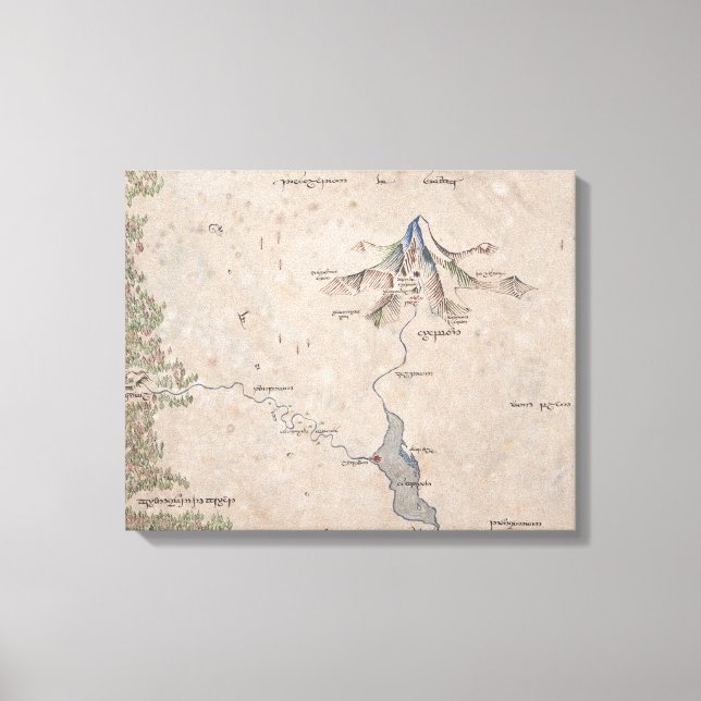 Sindarin Map of The Lonely Mountain Canvas Print (Front)
