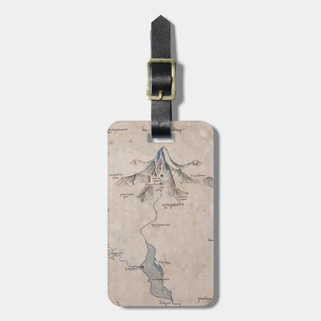 Sindarin Map of The Lonely Mountain Luggage Tag (Front Vertical)
