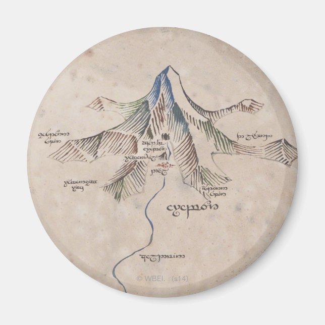 Sindarin Map of The Lonely Mountain Magnet (Front)