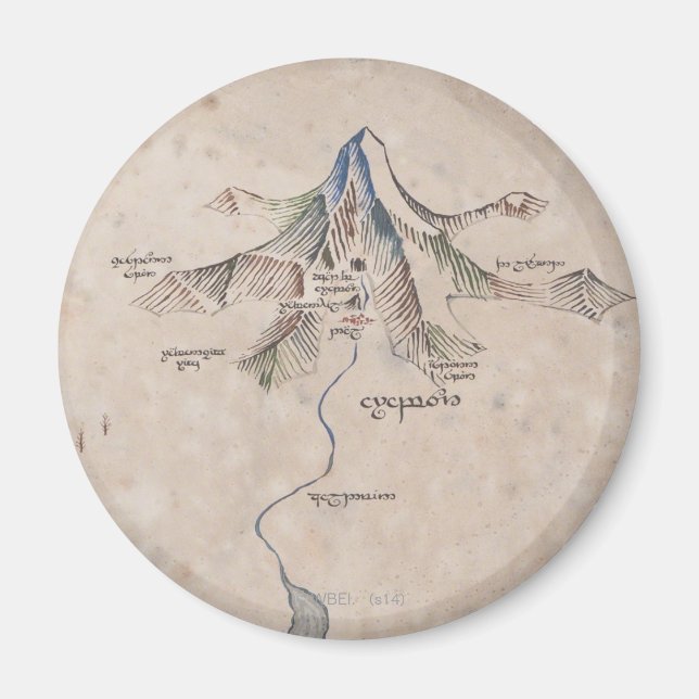 Sindarin Map of The Lonely Mountain Magnet (Front)