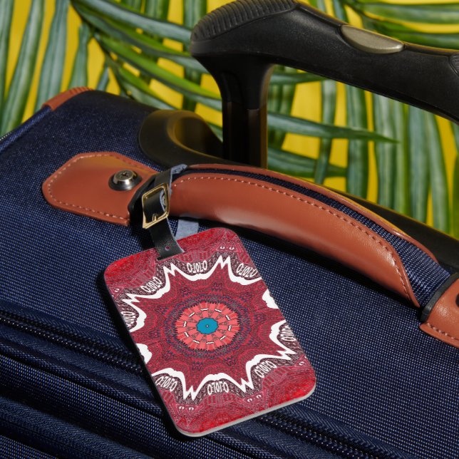 Sindhi Ethnic Tribal Pattern Art Print Luggage Tag (Front Insitu 1)