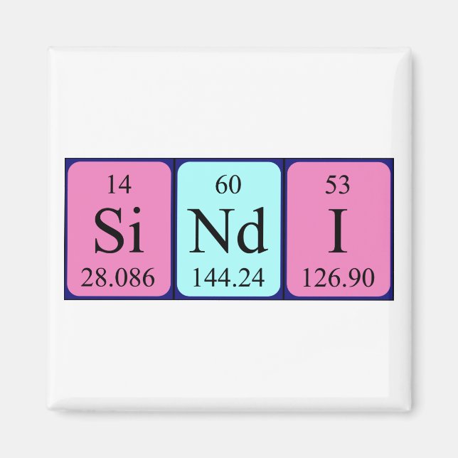 Sindi periodic table name magnet (Front)