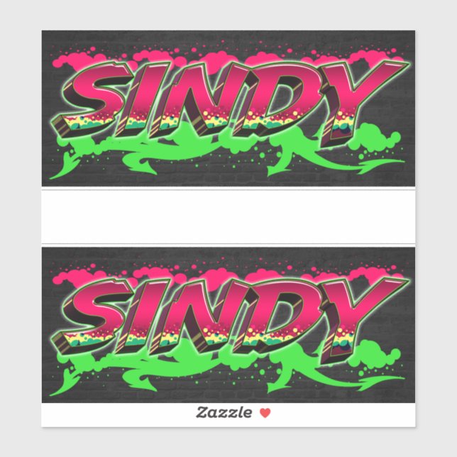 Sindy First Name Graffiti Sticker (Sheet)