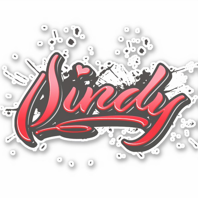 Sindy red Heart Graffiti sticker decal (Front)