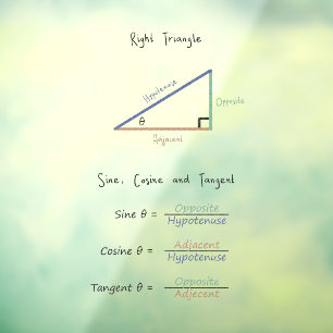 Sine Cosine Tangent Trigonometry Coloured Diagram Window Cling