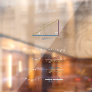 Sine Cosine Tangent Trigonometry Coloured Diagram  Window Cling