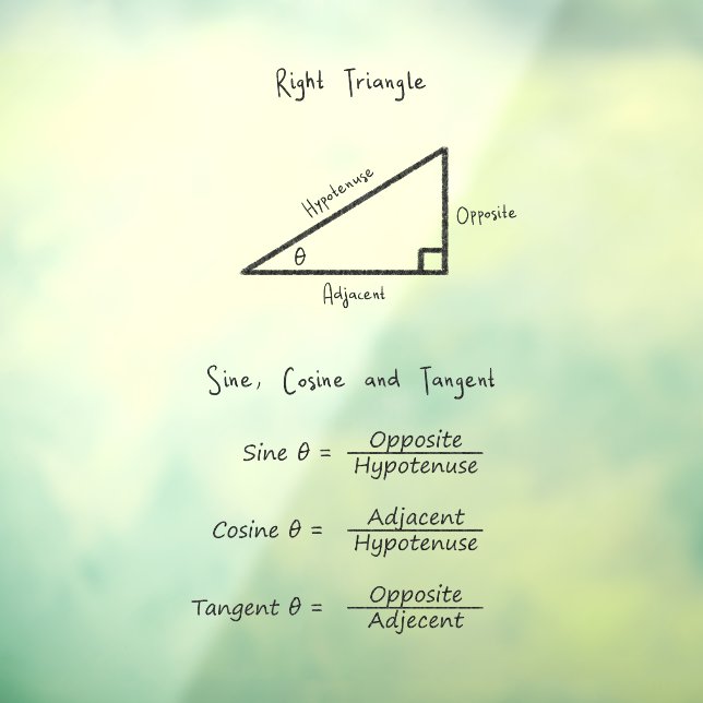 Sine Cosine Tangent Trigonometry Math Black Window Cling (Sheet 3)