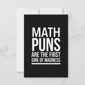 Sine of madness funny maths puns white thank you card