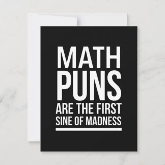 Sine of madness funny maths puns white thank you card