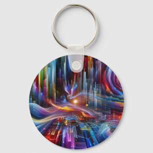 "Sinewaves Of Light" Modern Futuristic Beautiful Key Ring