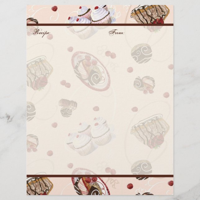 Sinful Desserts Bridal  Wedding Gift Recipe Pages (Front)